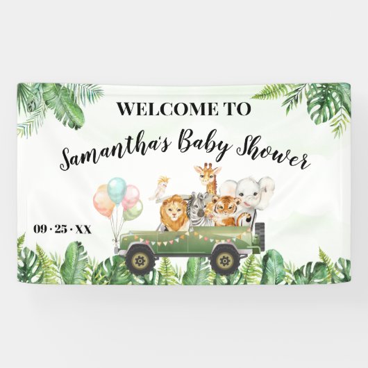 Welkom Sign Baby shower Safari Animals Banner (Horizontaal)