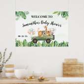 Welkom Sign Baby shower Safari Animals Poster (Keuken)