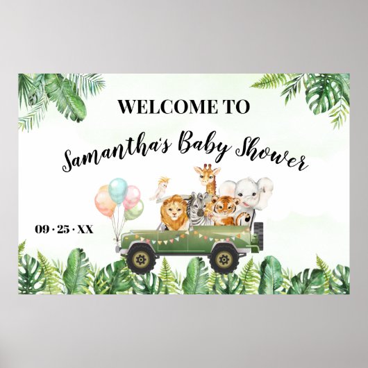 Welkom Sign Baby shower Safari Animals Poster (Voorkant)