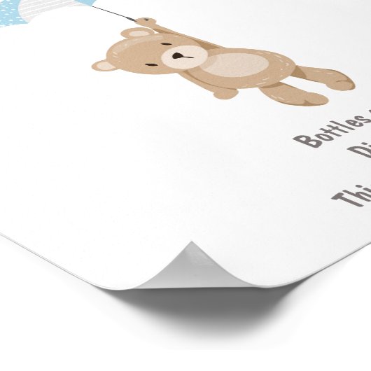 Welkom Sign baby shower Teddy Bear Blue Boy Poster (Hoek)