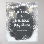 Welkom Sign baby shower Winter Snowflakes Chalk Poster (Voorkant)