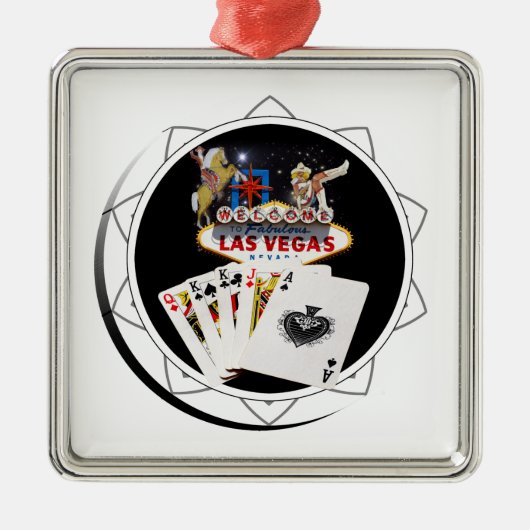 Welkom Sign Black Poker Chip Metalen Ornament (Voorkant)