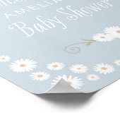 Welkom Sign Blue Boho Daisy Baby shower Poster (Hoek)