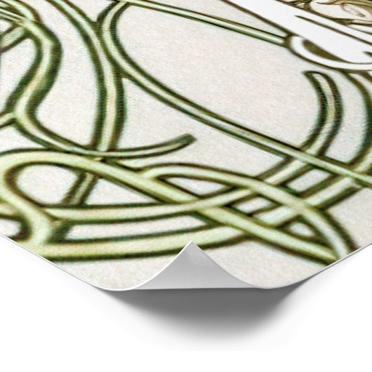 Welkom Sign Calla Lily Art Nouveau Mucha Poster (Hoek)