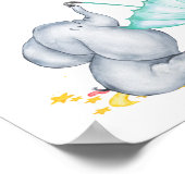 Welkom Sign Elephant Moon and Stars Baby shower Poster (Hoek)