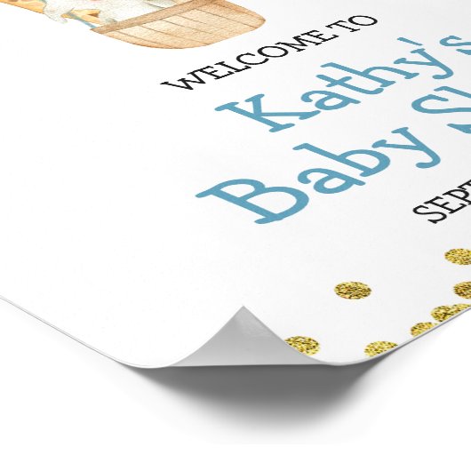 Welkom Sign Hot Air Ballon Oerwoud Baby shower Poster (Hoek)