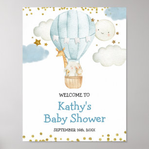 Welkom Sign Hot Air Ballon Oerwoud Baby shower Poster