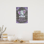Welkom Sign Poster Elephant Rustic Paars Floral (Keuken)