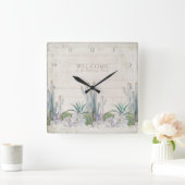 Welkom Sign  Shiplap Wood Desert Cactus Vierkante Klok (Huis)