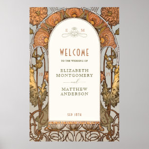 Welkom Sign Wedding  Art Nouveau door Mucha Poster