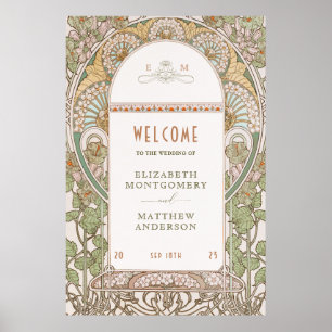 Welkom Sign Wedding Art Nouveau door Mucha Poster