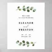 Welkom Sign Wedding, Eucalyptus Greenery Poster (Voorkant)