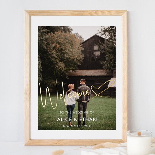 Welkom Signature Script Heart Photo Folie Afdrukken