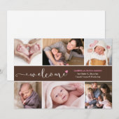 Welkom Six Photo Collage Geboorteaankondiging Aankondiging (Voorkant / Achterkant)