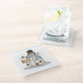 Welkom Snowman Glazen Onderzetter (Schuin)