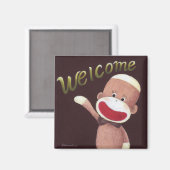 Welkom Sock Monkey Magnet (Voorkant / Achterkant)