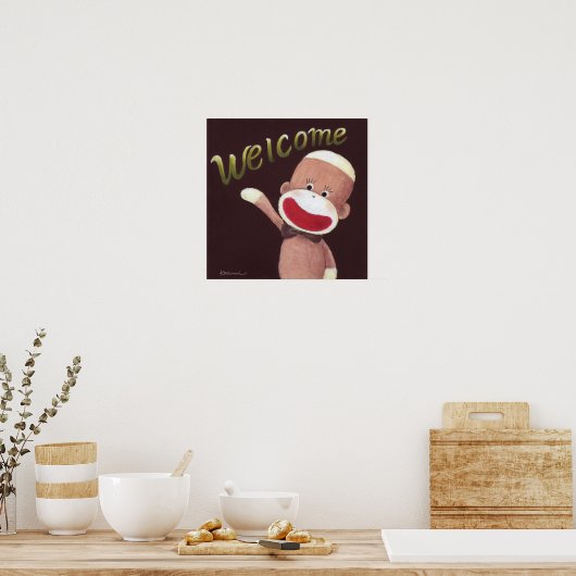 Welkom Sock Monkey Poster (Keuken)