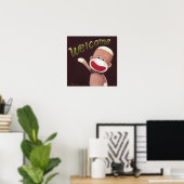 Welkom Sock Monkey-Poster Poster (Thuiskantoor)