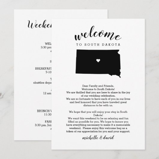 Welkom South Dakota Trouwbrief & Routebeschrijving (Voorkant / Achterkant)