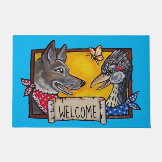 Welkom Southwest Coyote Roadrunner Animal Fun Art Deurmat (Voorkant)