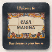 Welkom Spaans Huis Sign (Aanpasbaar) Bier Onderzetter (Voorkant)