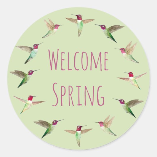 Welkom Spring Anna's kolibries Ronde Sticker (Voorkant)