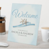 Welkom Starfish and Ribbon Wedding Welcome Reclamebord Met Voetstuk (Insitu)