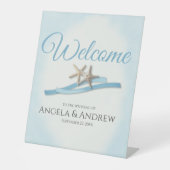 Welkom Starfish and Ribbon Wedding Welcome Reclamebord Met Voetstuk (Voorkant)