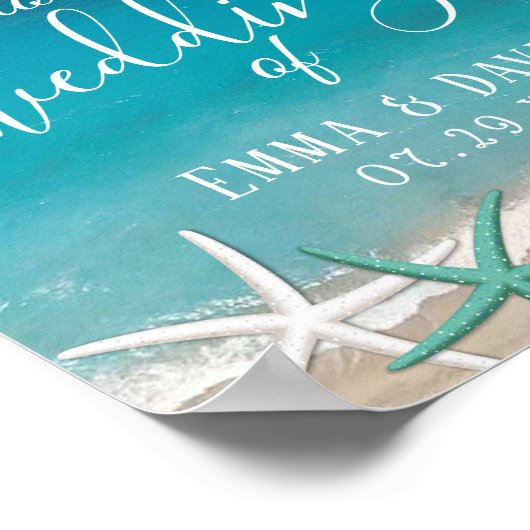 Welkom Starfish Beach Weddenschap Poster (Hoek)