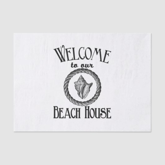 Welkom strand house  zee shell party tissue tissuepapier (Voorkant)