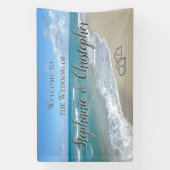 Welkom Strand Wedding Hearts in het Zand Elegant Spandoek (Verticaal)