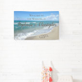 Welkom Strand Wedding Hearts in het Zand Elegant Spandoek (Insitu)