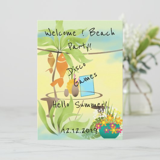 Welkom ! Strandfeest Kaart (Staand voorkant)