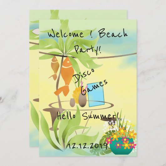 Welkom ! Strandfeest Kaart (Voorkant / Achterkant)