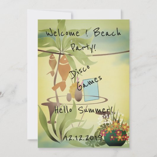 Welkom ! Strandfeest Kaart (Voorkant)