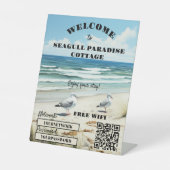 Welkom Strandhuis WiFi QR Code Business Reclamebord Met Voetstuk (Voorkant)