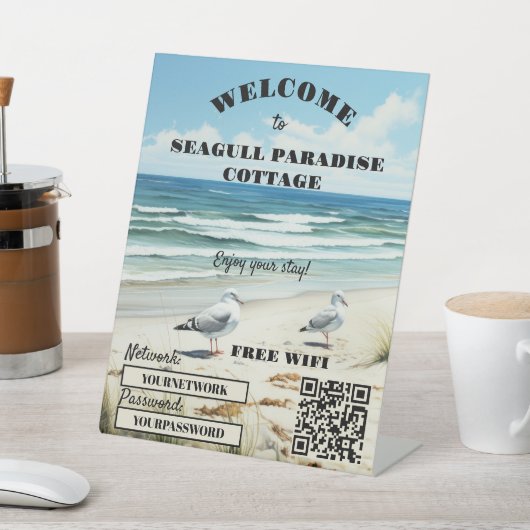 Welkom Strandhuis WiFi QR Code Business Reclamebord Met Voetstuk (Insitu)