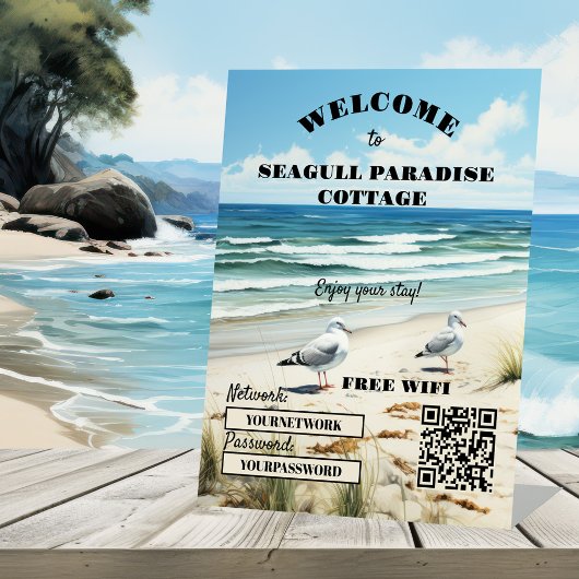 Welkom Strandhuis WiFi QR Code Business Reclamebord Met Voetstuk