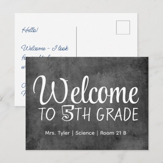 Welkom student op de eerste dag van de school briefkaart (Voorkant / Achterkant)