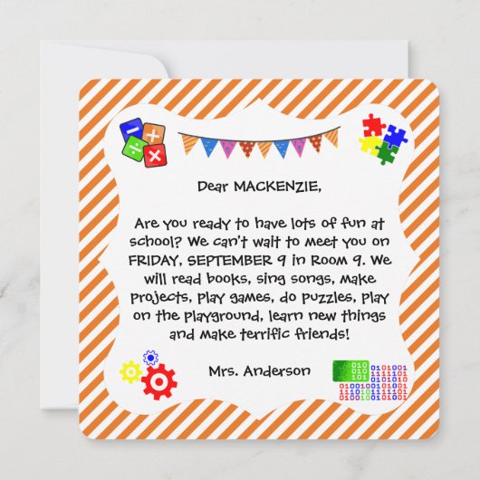 Welkom Studenten Terug naar School Kaart (Achterkant)