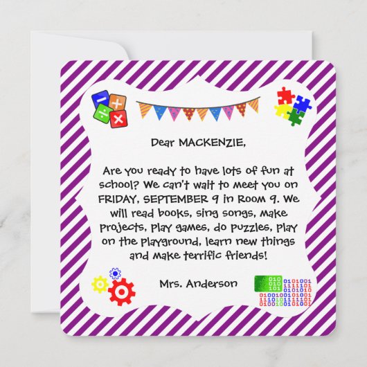 Welkom Studenten Terug naar School Kaart (Achterkant)