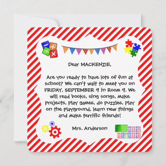 Welkom Studenten Terug naar School Kaart (Achterkant)