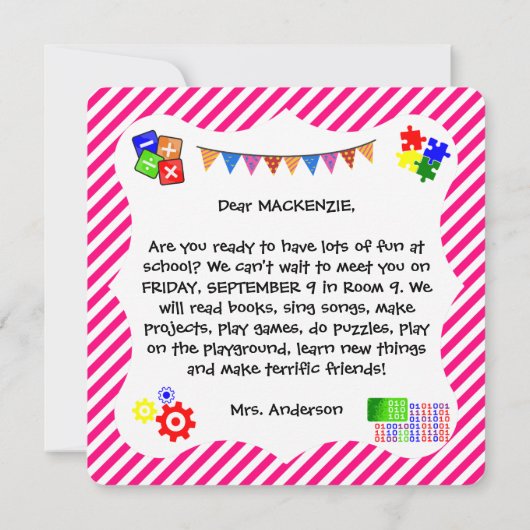 Welkom Studenten Terug naar School Kaart (Achterkant)