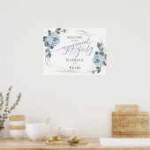 Welkom Stusty Blue Floral Poster (Keuken)