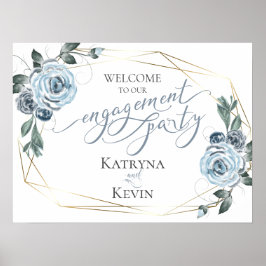 Welkom Stusty Blue Floral Poster