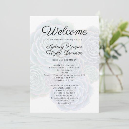Welkom succulent huwelijksceremonie programma programmakaart (Staand voorkant)
