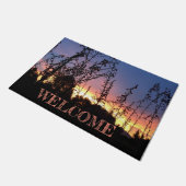 WELKOM Sunrise tussen wilde bloemen Silhouettes Deurmat (Schuin)