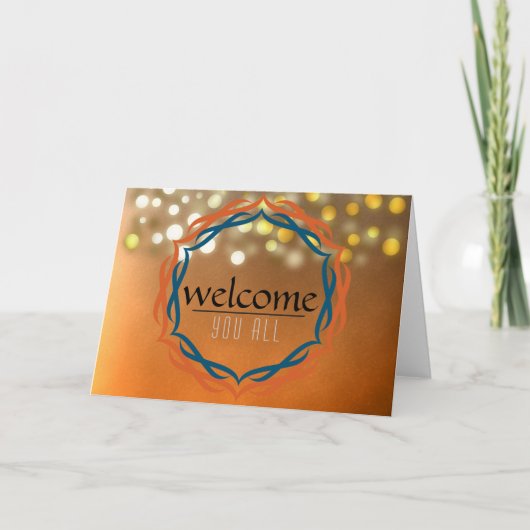 Welkom Sunset Mandala Damask Red Confetti Bedankkaart (Voorkant)