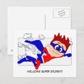 Welkom Super Student Boy Briefkaart Terug naar sch (Voorkant / Achterkant)