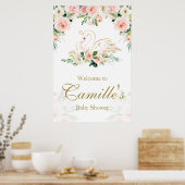 Welkom Swan Baby shower Sign Poster (Keuken)